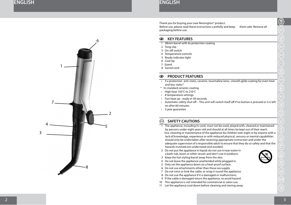 English | Remington CI5338 User Manual | Page 2 / 36