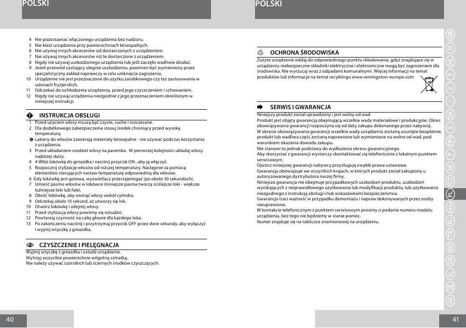Polski | Remington CI5338 User Manual | Page 21 / 36