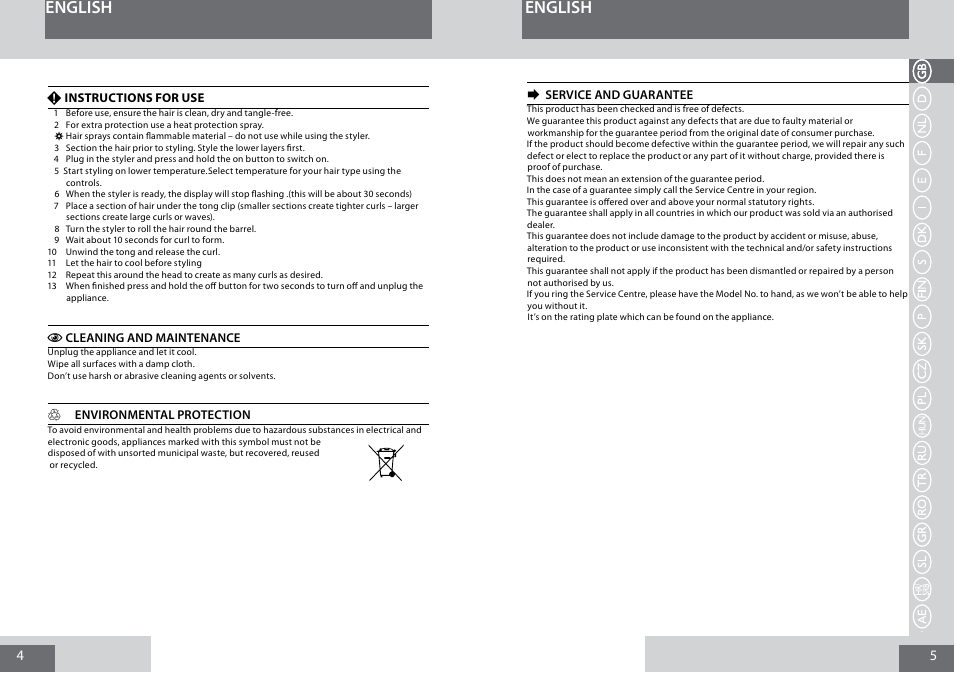 English | Remington CI5338 User Manual | Page 3 / 36