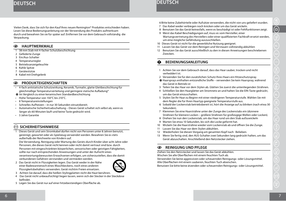 Deutsch | Remington CI5338 User Manual | Page 4 / 36