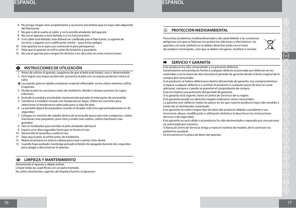 Español | Remington CI5338 User Manual | Page 9 / 36