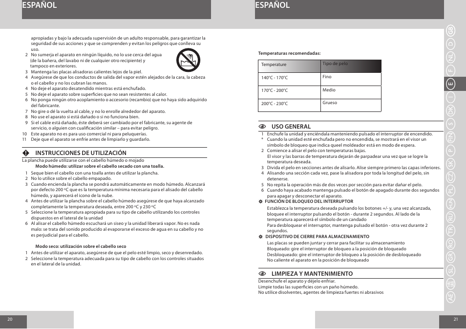 Español | Remington S7200 User Manual | Page 11 / 48