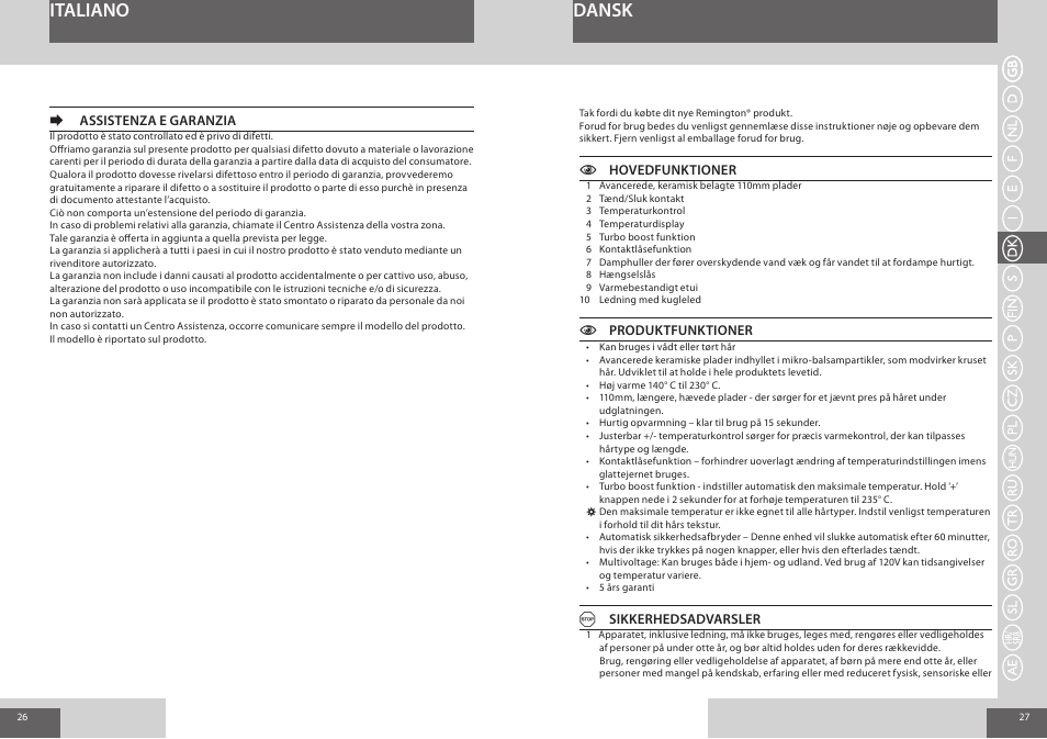 Italiano dansk | Remington S7200 User Manual | Page 14 / 48