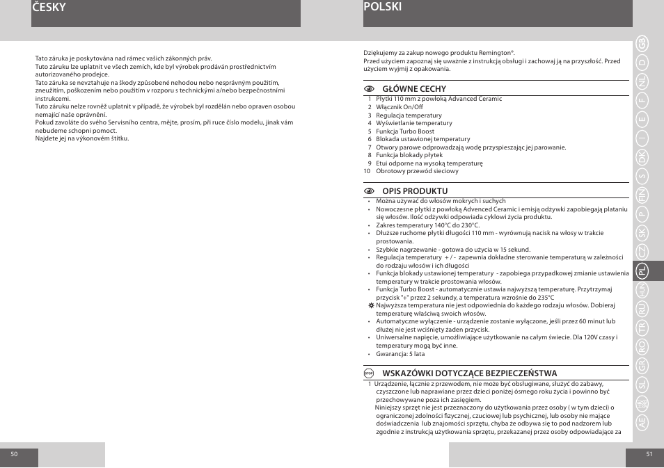 Česky polski | Remington S7200 User Manual | Page 26 / 48