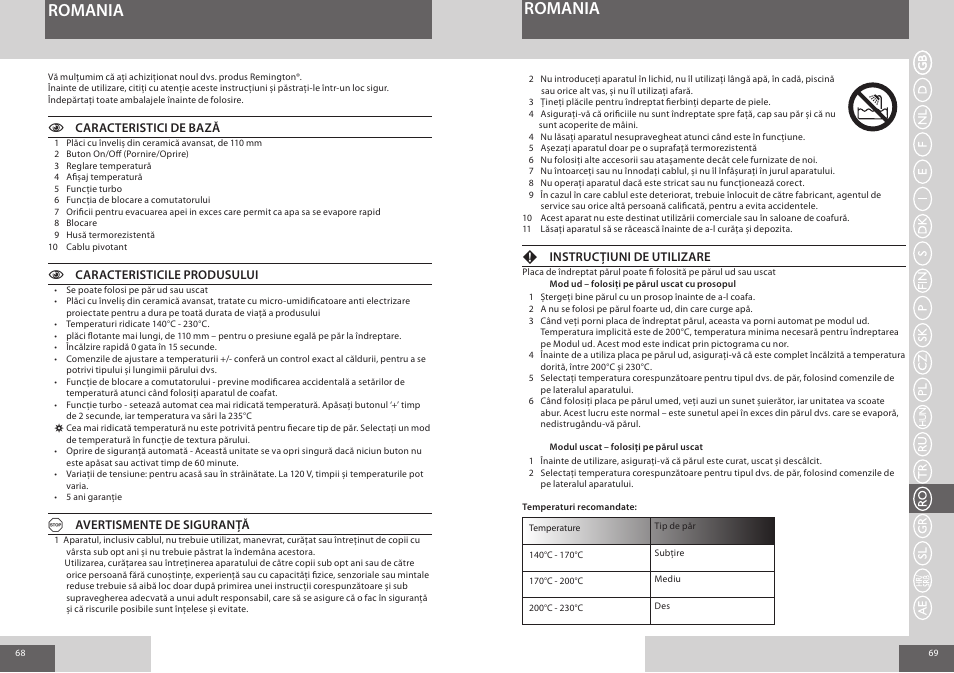 Romania | Remington S7200 User Manual | Page 35 / 48