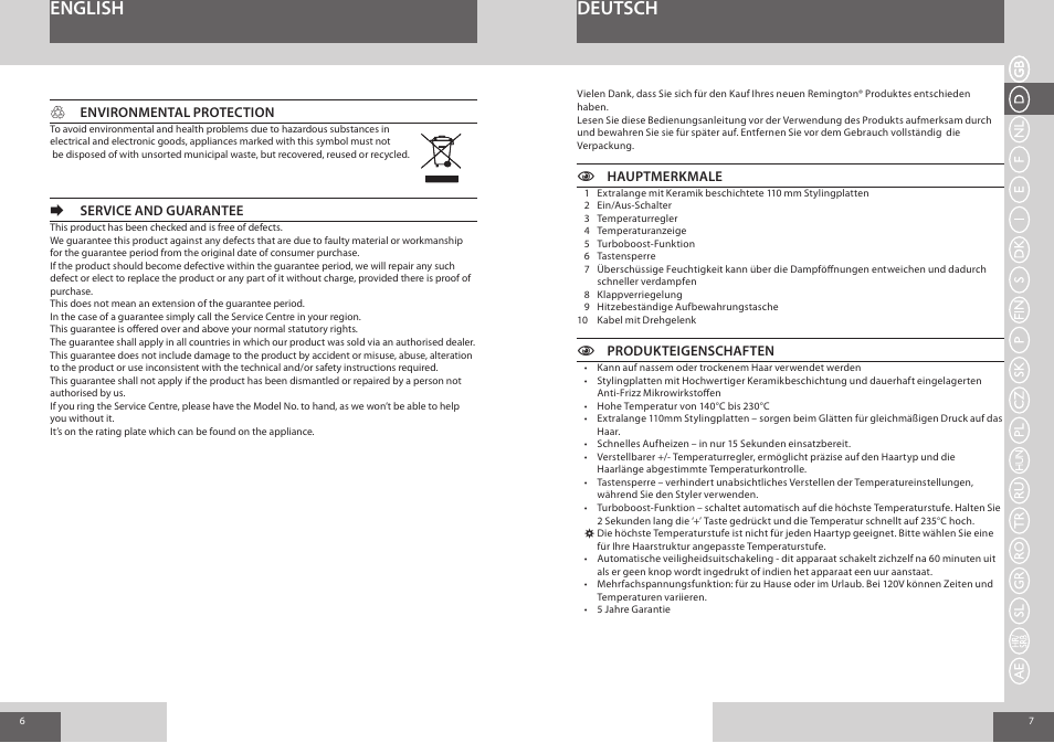 Deutsch english | Remington S7200 User Manual | Page 4 / 48
