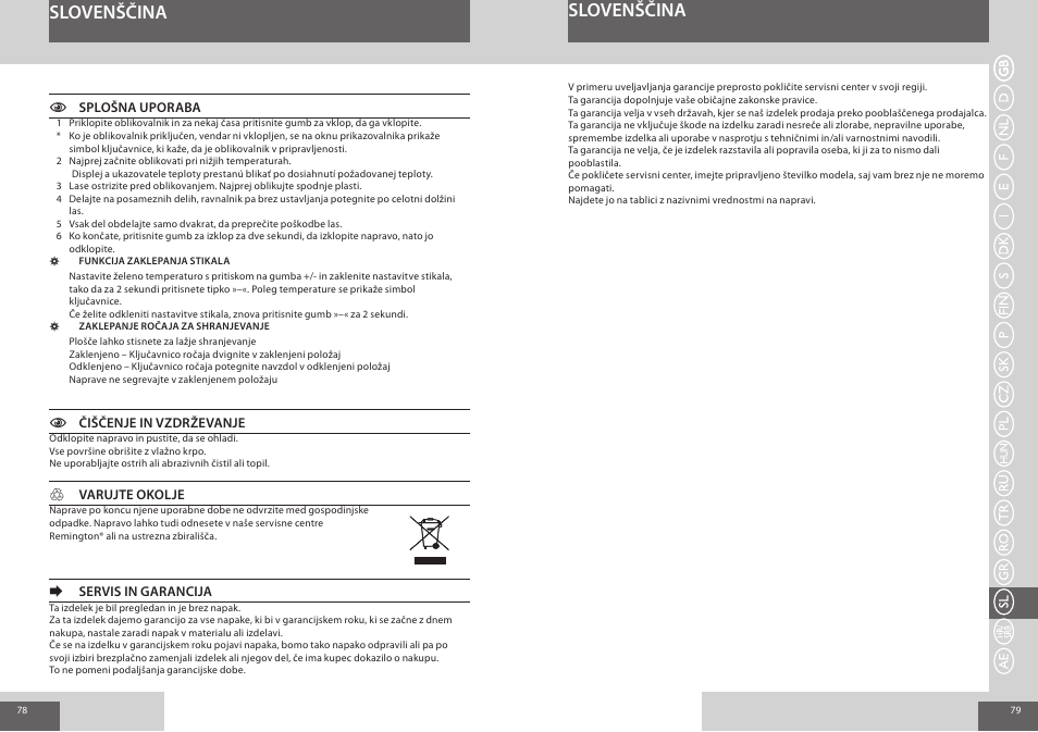 Slovenščina | Remington S7200 User Manual | Page 40 / 48