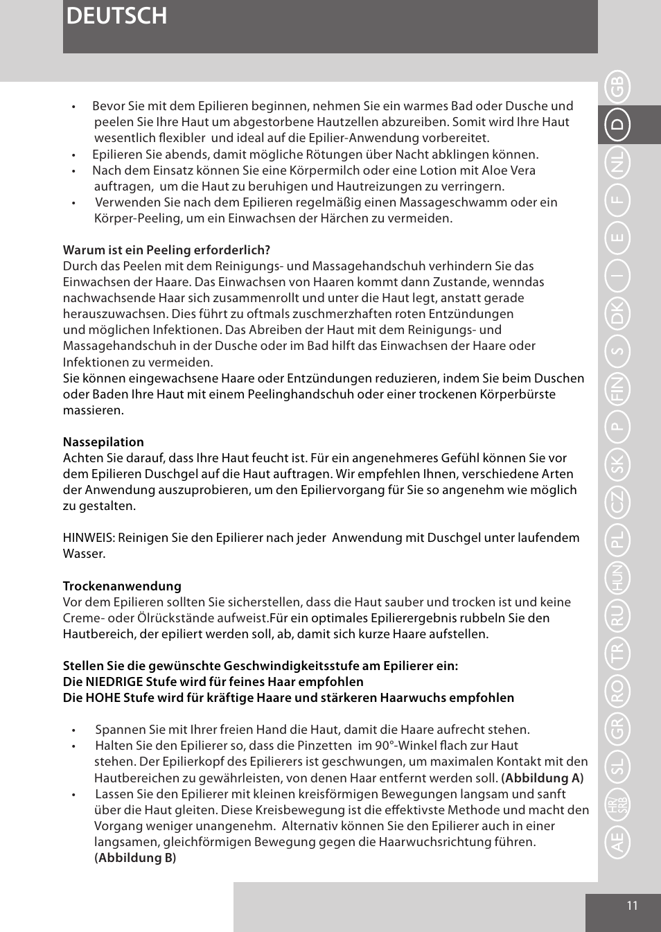 Deutsch | Remington EP7030 User Manual | Page 11 / 152