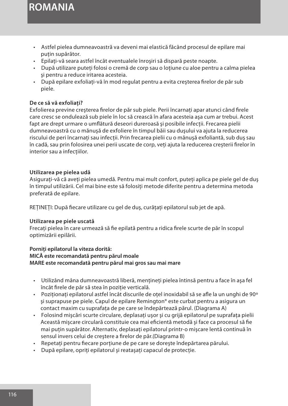 Romania | Remington EP7030 User Manual | Page 116 / 152