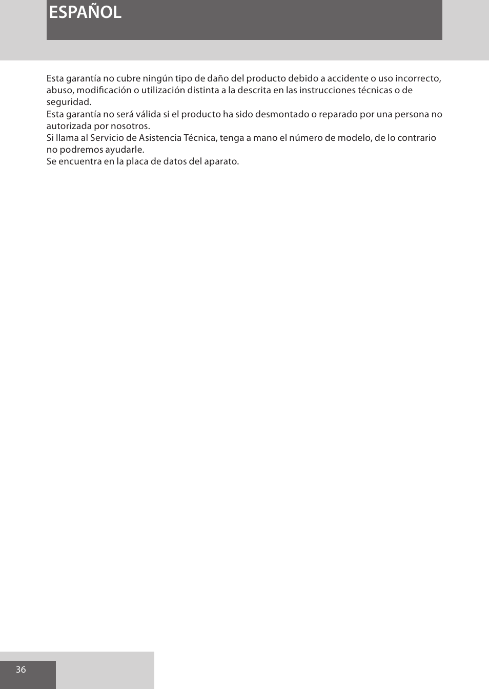 Español | Remington EP7030 User Manual | Page 36 / 152