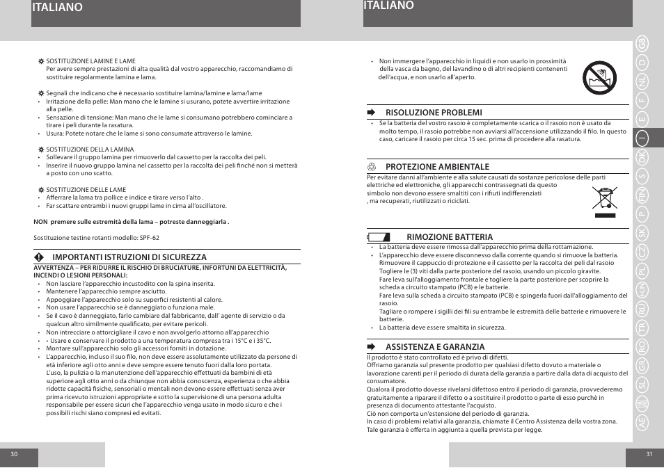 Italiano | Remington F3800 User Manual | Page 16 / 55