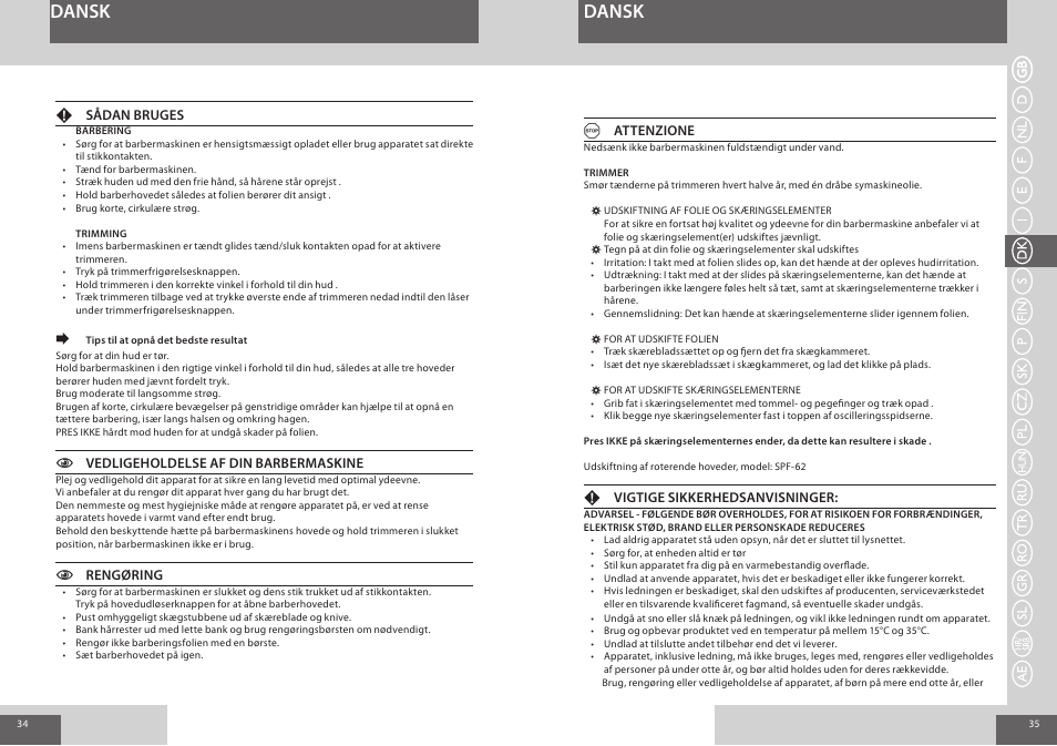 Dansk | Remington F3800 User Manual | Page 18 / 55