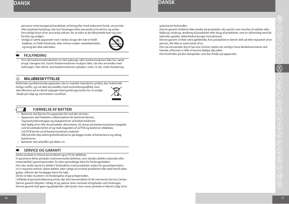 Dansk | Remington F3800 User Manual | Page 19 / 55