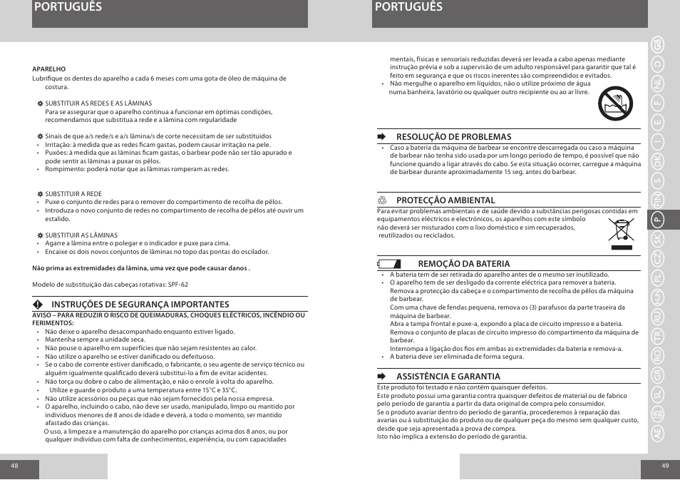 Português | Remington F3800 User Manual | Page 25 / 55