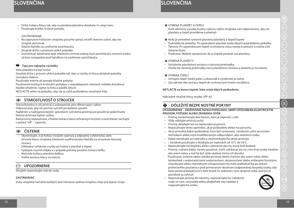 Slovenčina | Remington F3800 User Manual | Page 27 / 55