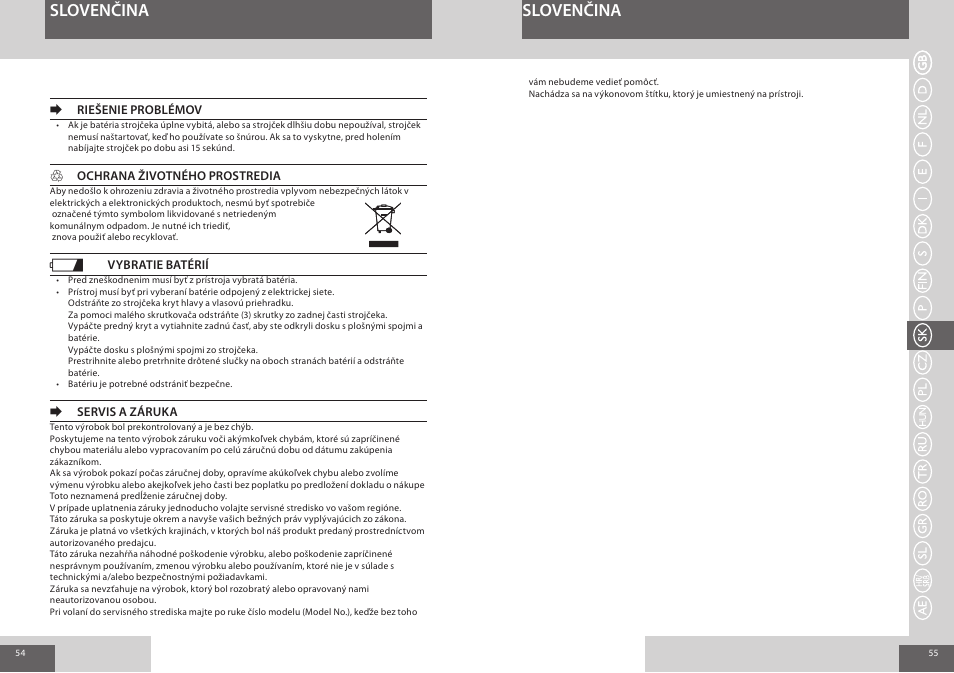 Slovenčina | Remington F3800 User Manual | Page 28 / 55