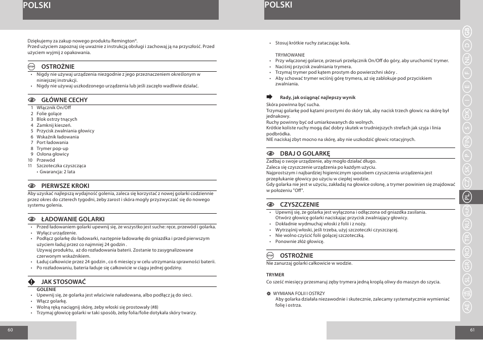 Polski | Remington F3800 User Manual | Page 31 / 55