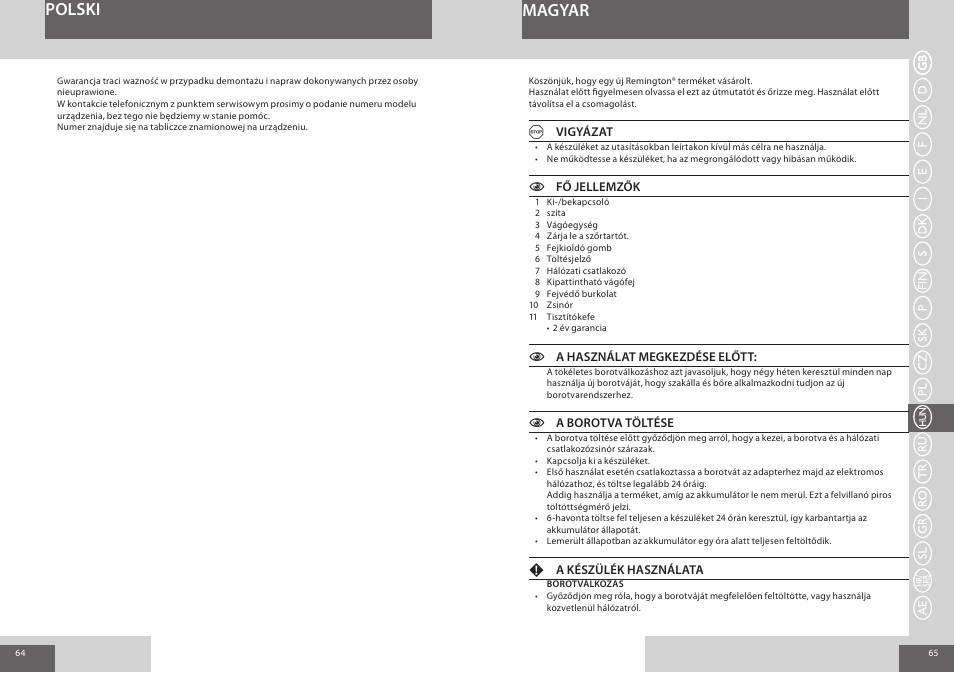 Polski magyar | Remington F3800 User Manual | Page 33 / 55