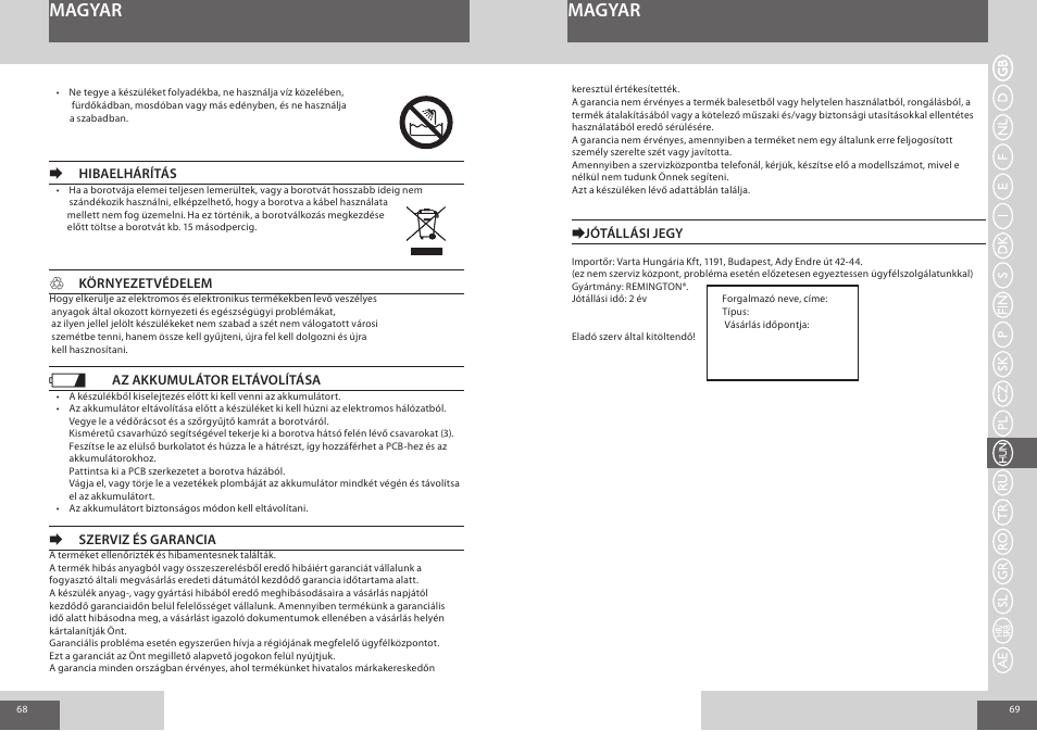 Magyar | Remington F3800 User Manual | Page 35 / 55