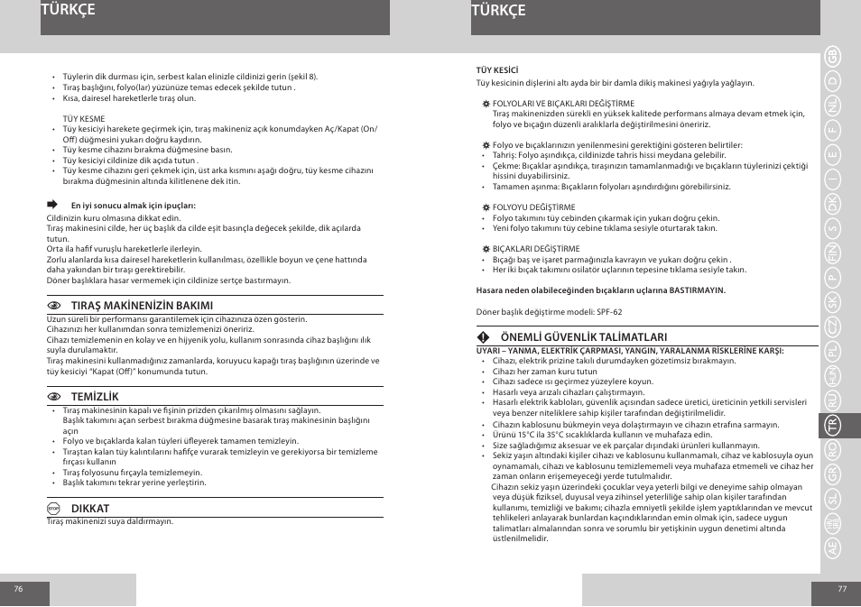 Türkçe | Remington F3800 User Manual | Page 39 / 55