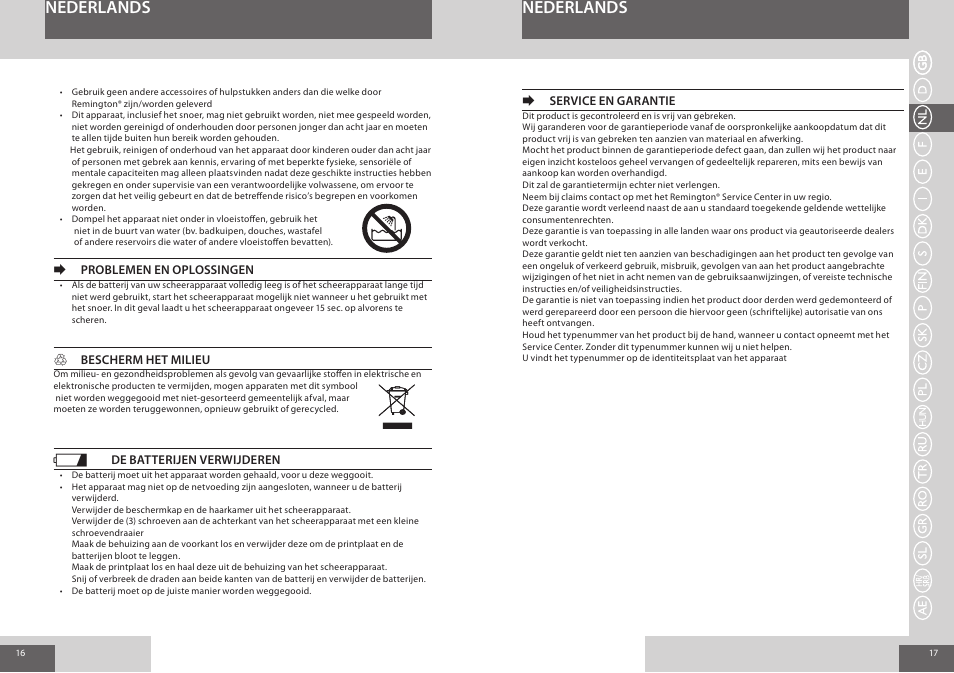 Nederlands | Remington F3800 User Manual | Page 9 / 55