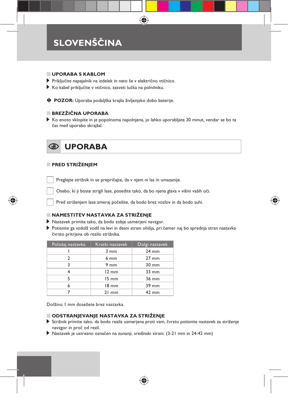 Slovenščina, Uporaba | Remington HC5150 User Manual | Page 108 / 125