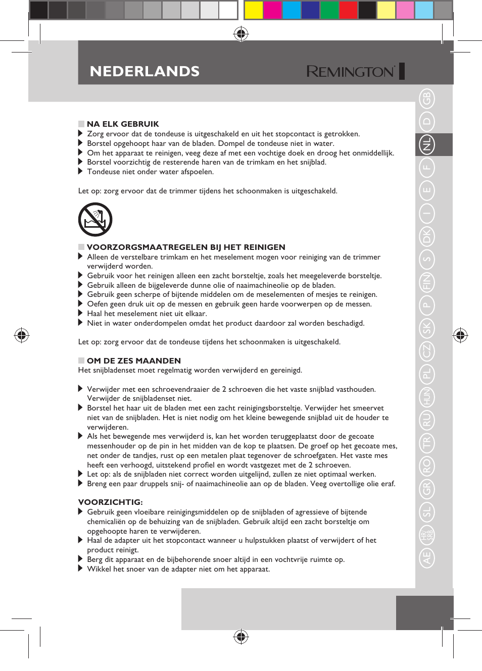 Nederlands | Remington HC5150 User Manual | Page 19 / 125