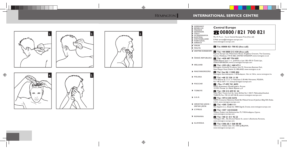 International service centre, Central europe | Remington HC5150 User Manual | Page 2 / 125