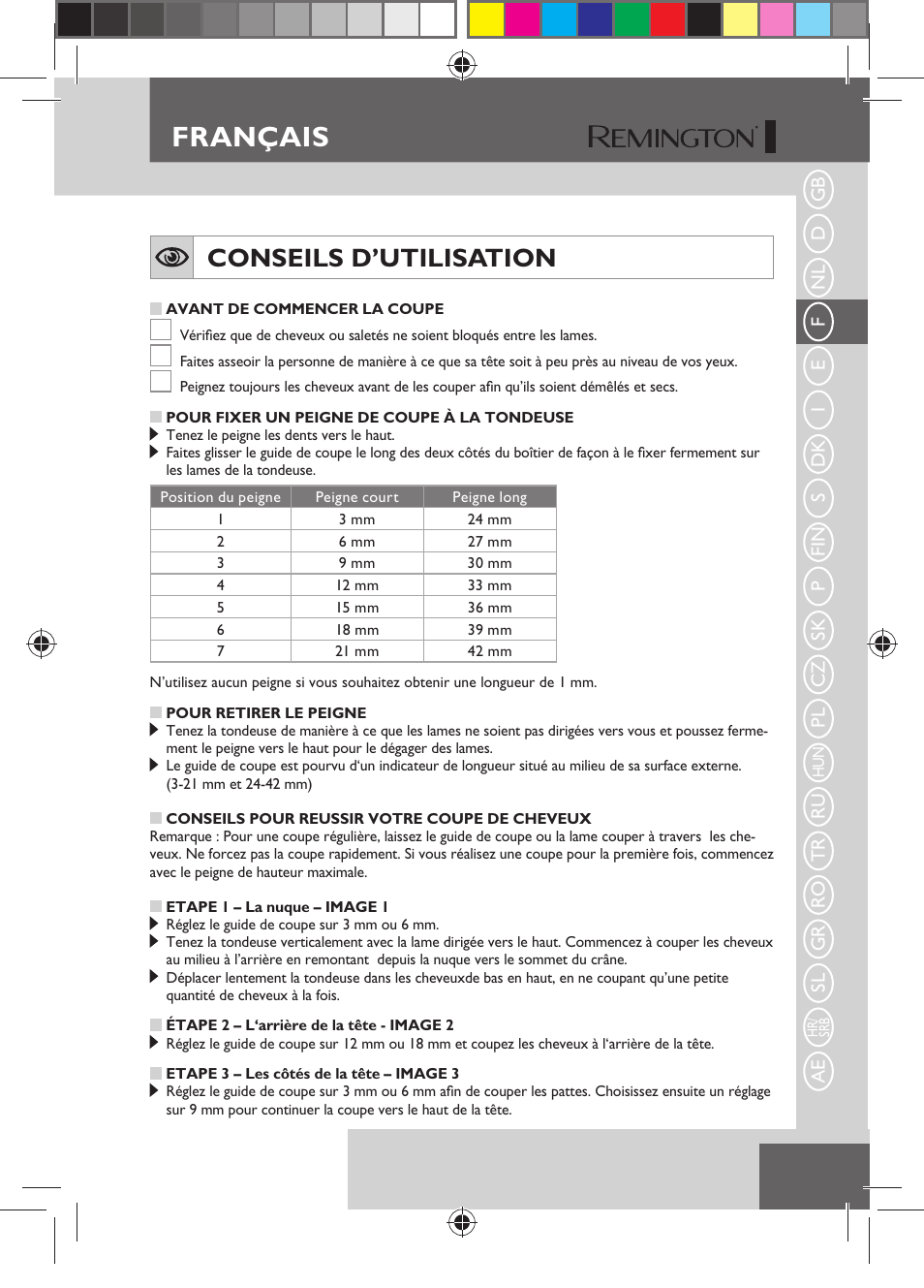 Français, Conseils d’utilisation | Remington HC5150 User Manual | Page 23 / 125