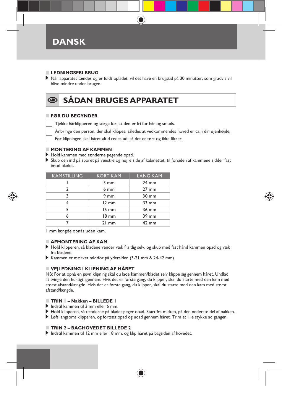 Dansk, Sådan bruges apparatet | Remington HC5150 User Manual | Page 40 / 125