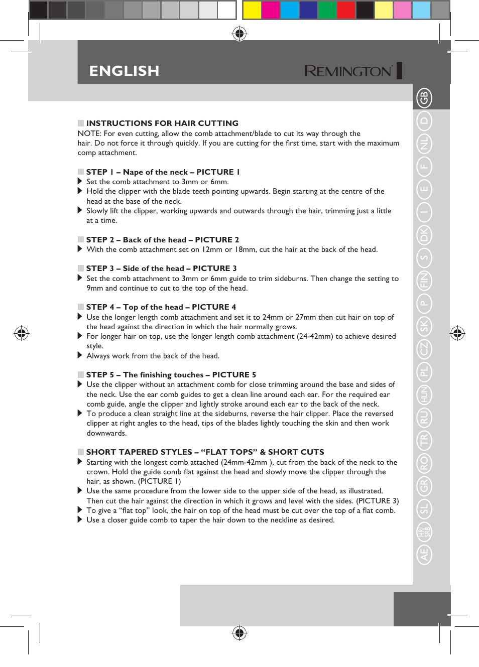 English | Remington HC5150 User Manual | Page 5 / 125