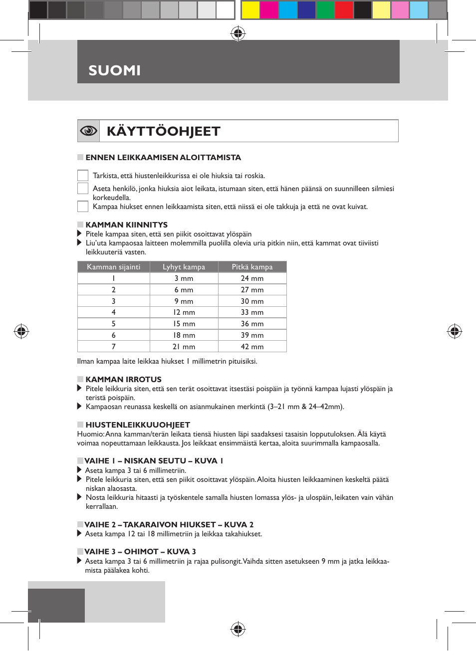Suomi, Käyttöohjeet | Remington HC5150 User Manual | Page 50 / 125