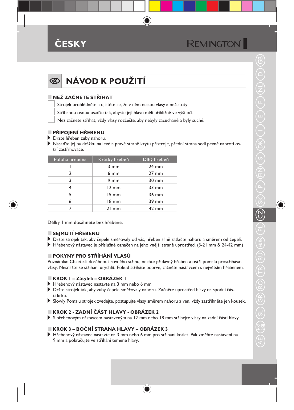 Česky, Návod k použití | Remington HC5150 User Manual | Page 65 / 125