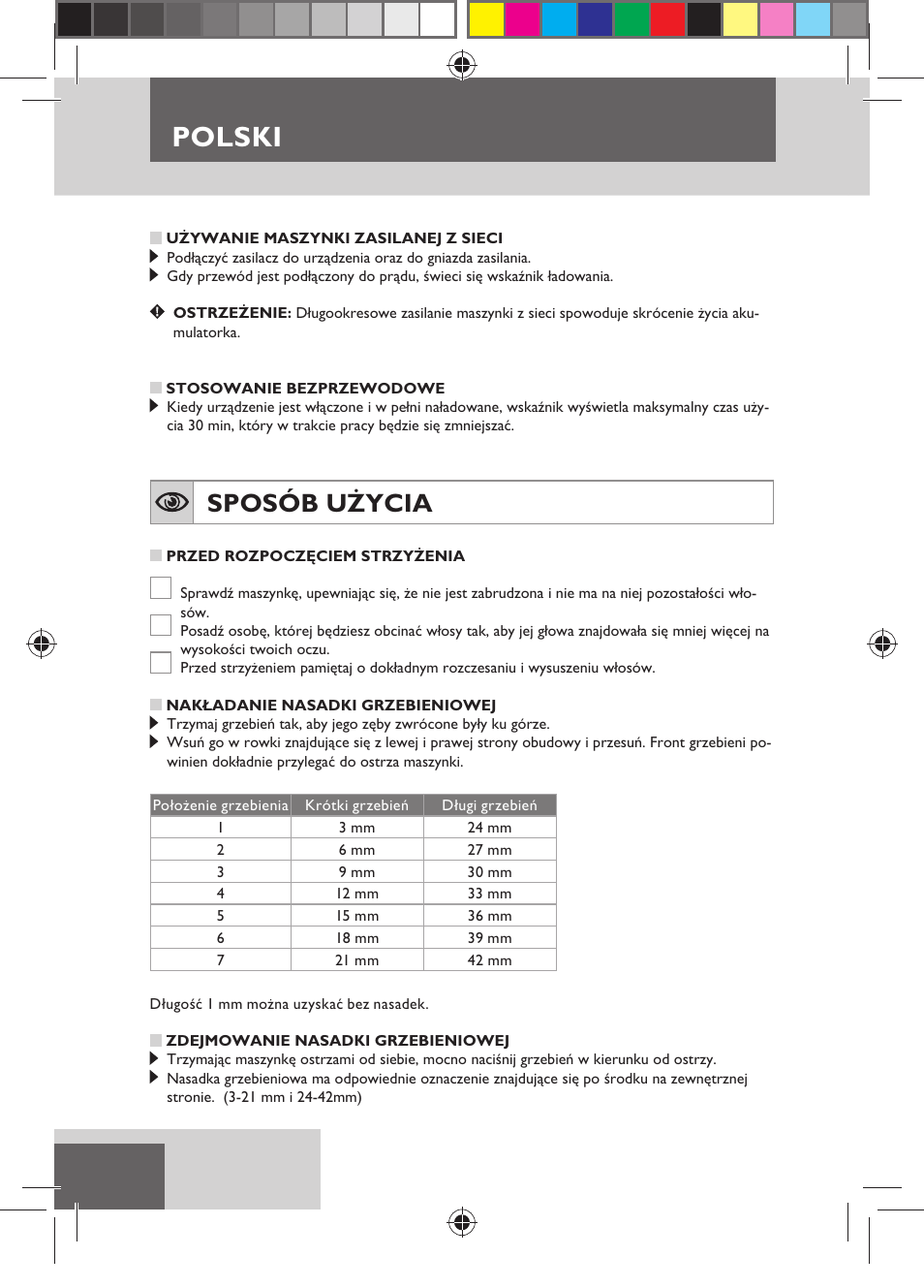 Polski, Sposób użycia | Remington HC5150 User Manual | Page 70 / 125