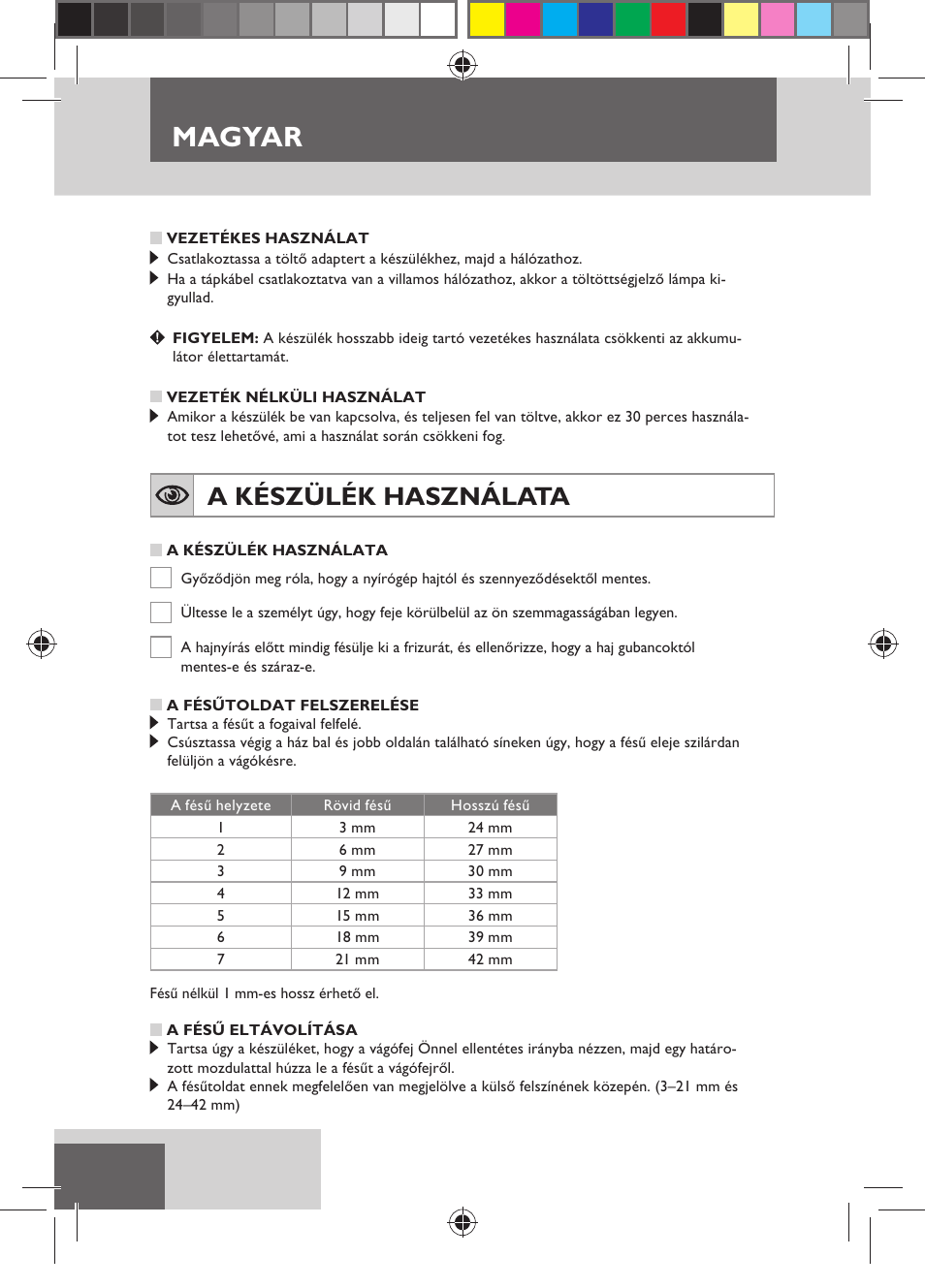 Magyar, A készülék használata | Remington HC5150 User Manual | Page 76 / 125