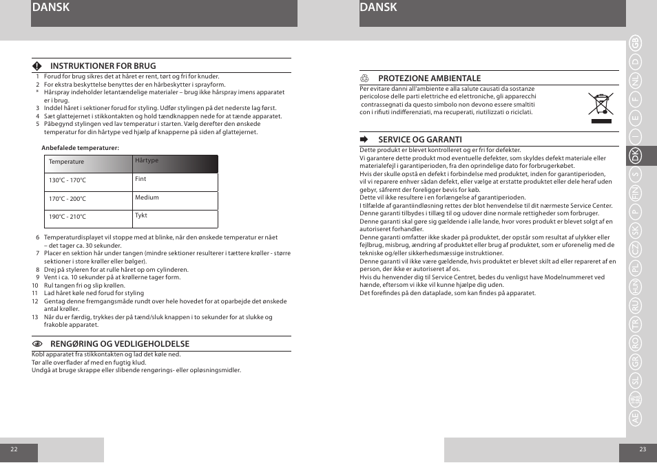 Dansk | Remington CI8319 User Manual | Page 12 / 37