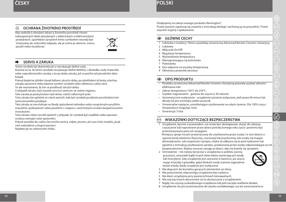 Česky polski | Remington CI8319 User Manual | Page 20 / 37