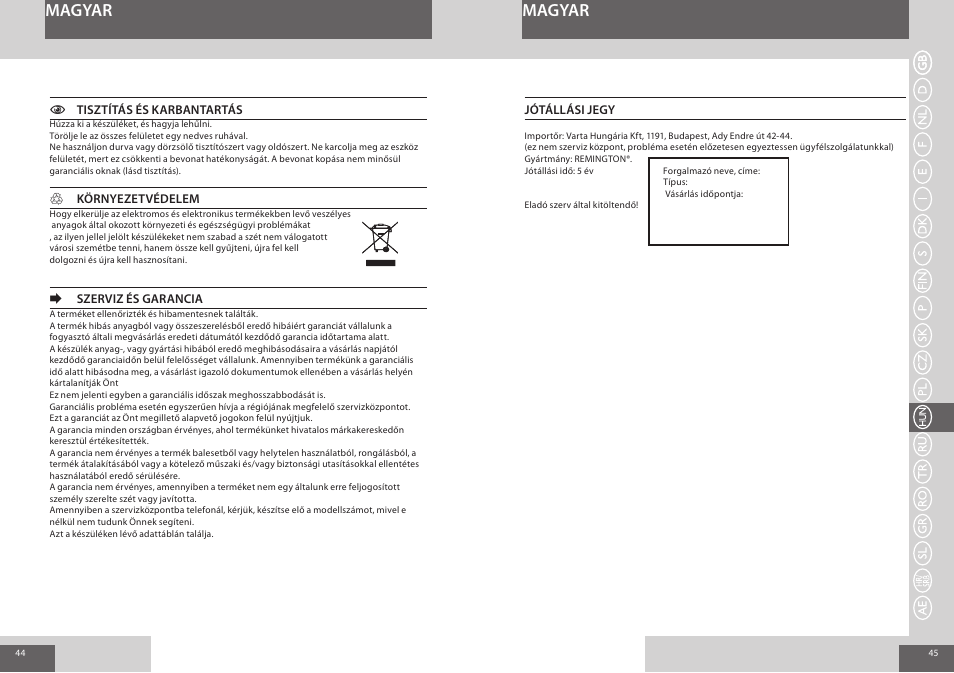 Magyar | Remington CI8319 User Manual | Page 23 / 37