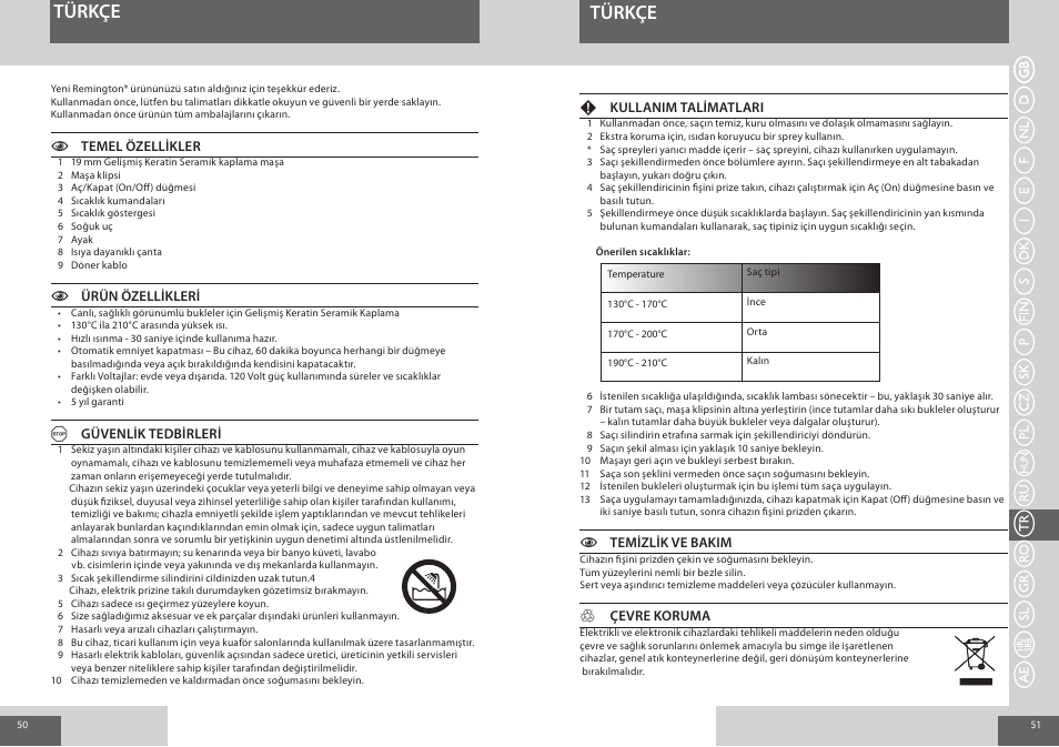 Türkçe | Remington CI8319 User Manual | Page 26 / 37