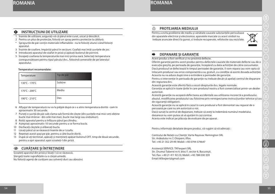 Romania | Remington CI8319 User Manual | Page 28 / 37