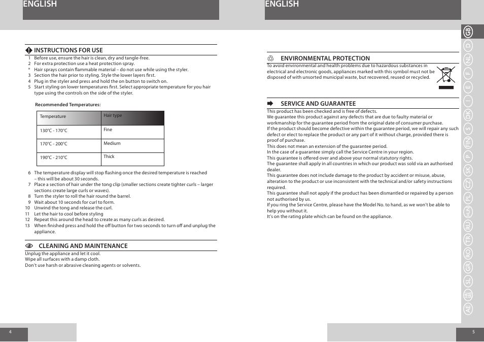 English | Remington CI8319 User Manual | Page 3 / 37