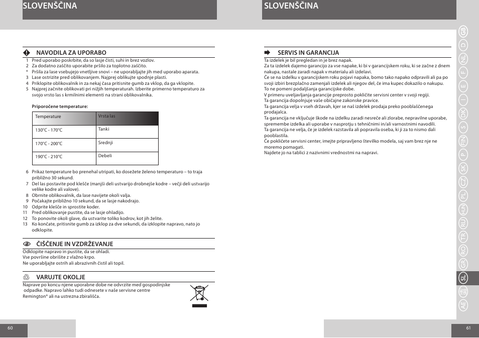 Slovenščina | Remington CI8319 User Manual | Page 31 / 37