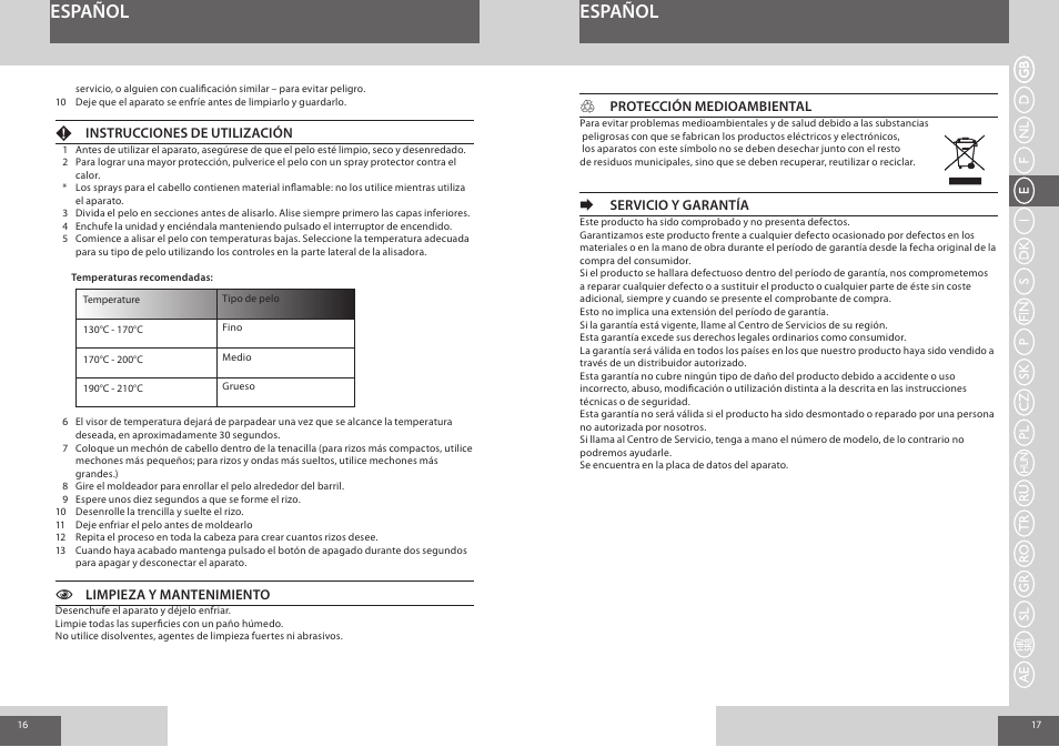 Español | Remington CI8319 User Manual | Page 9 / 37