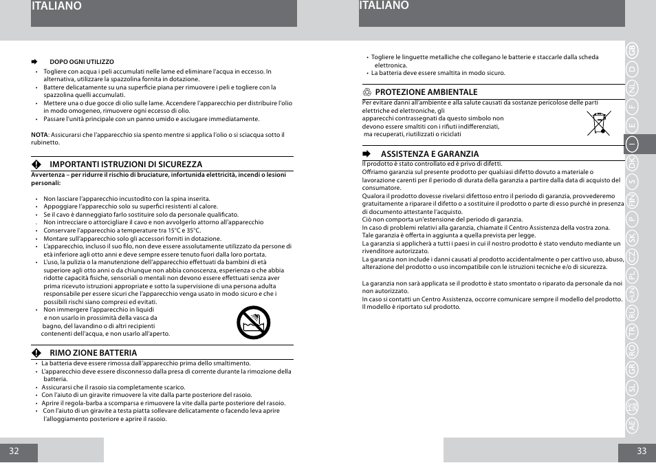 Italiano | Remington PG6030 User Manual | Page 17 / 60