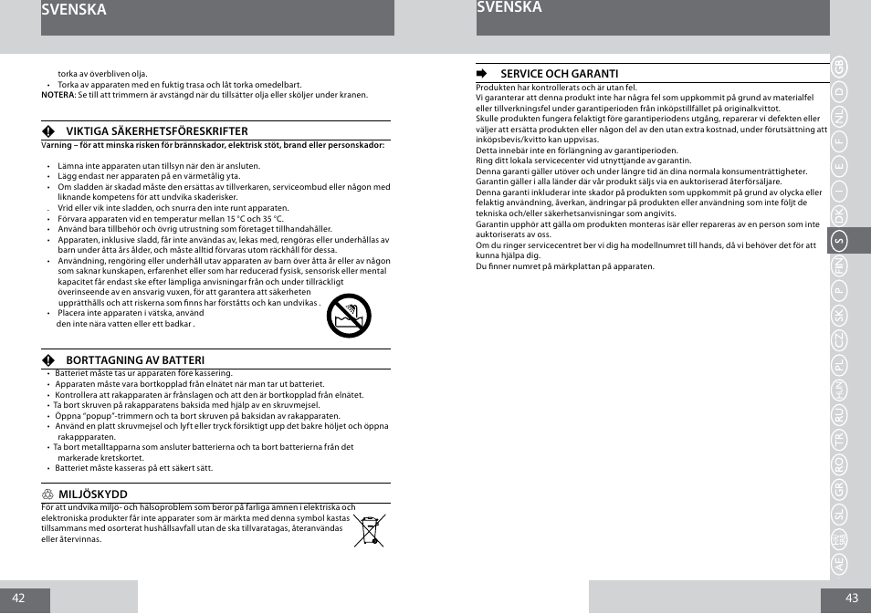 Svenska | Remington PG6030 User Manual | Page 22 / 60