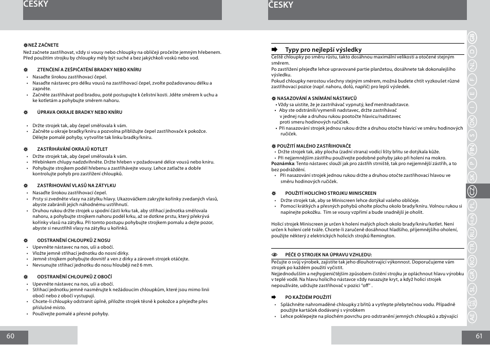 Česky | Remington PG6030 User Manual | Page 31 / 60