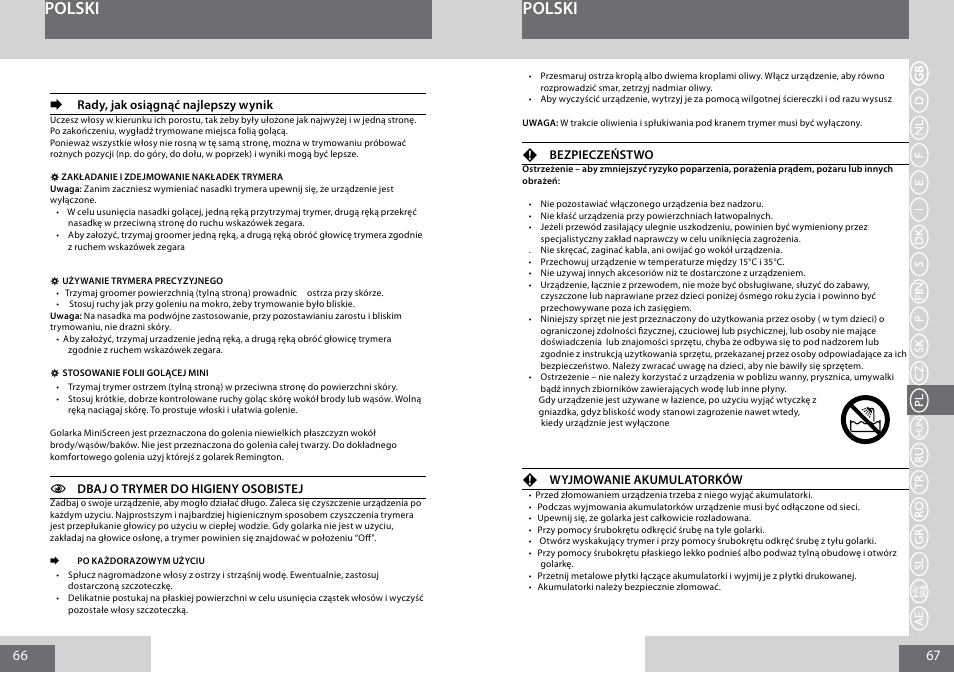 Polski | Remington PG6030 User Manual | Page 34 / 60