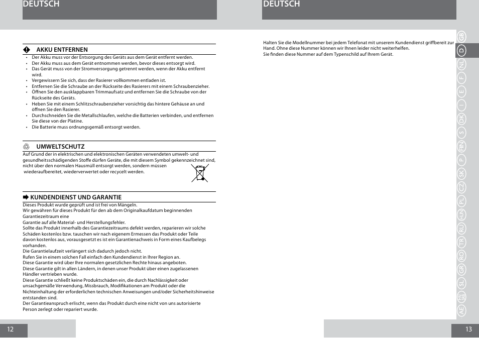 Deutsch | Remington PG6030 User Manual | Page 7 / 60