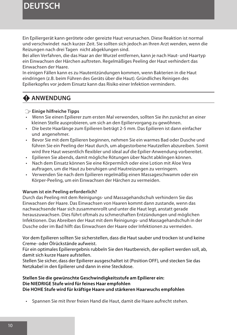 Deutsch, Fanwendung | Remington EP7020 User Manual | Page 10 / 132