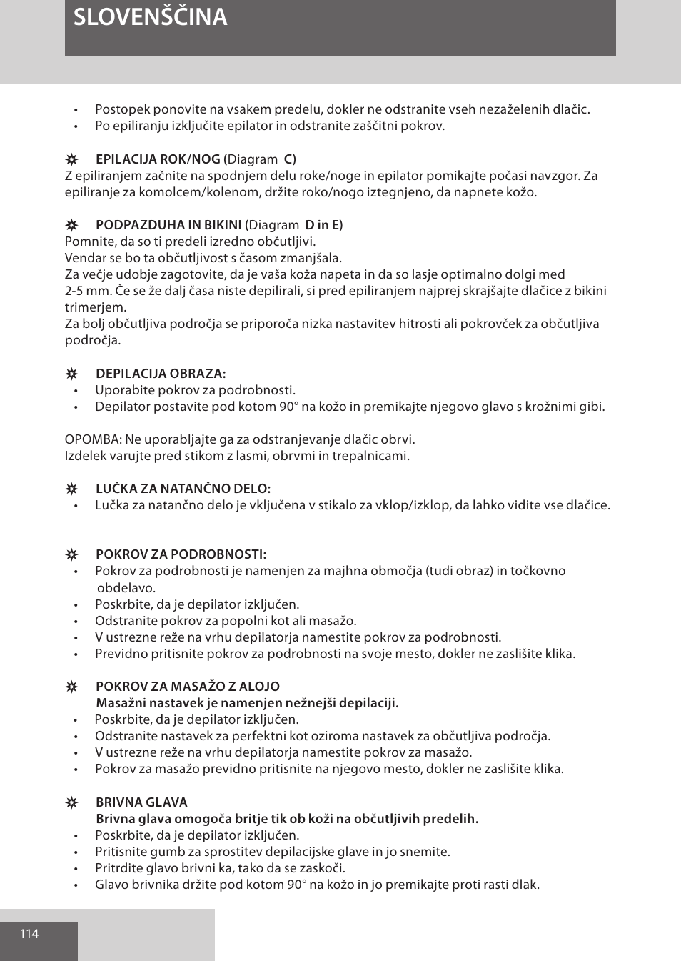 Slovenščina | Remington EP7020 User Manual | Page 114 / 132